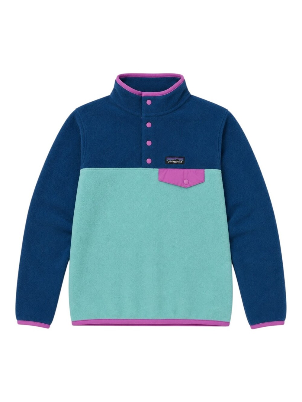 Patagonia Synchilla Snap-T Howling Turquoise Colorblock Fleece Jacket Small S